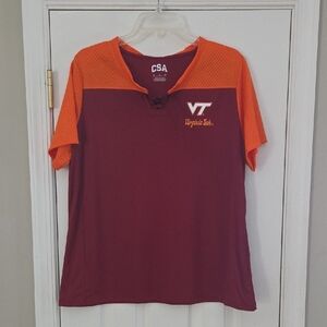 Virginia Tech Maroon and Orange T-Shirt Mesh Tie Neck Henley NWT